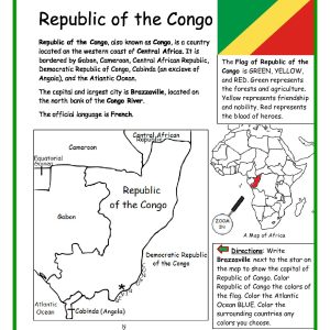 The Congo Printable Worksheet with Map and Flag
