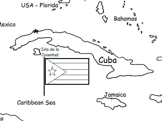 Cartoon Cuba Map Coloring Page for Kindergarten